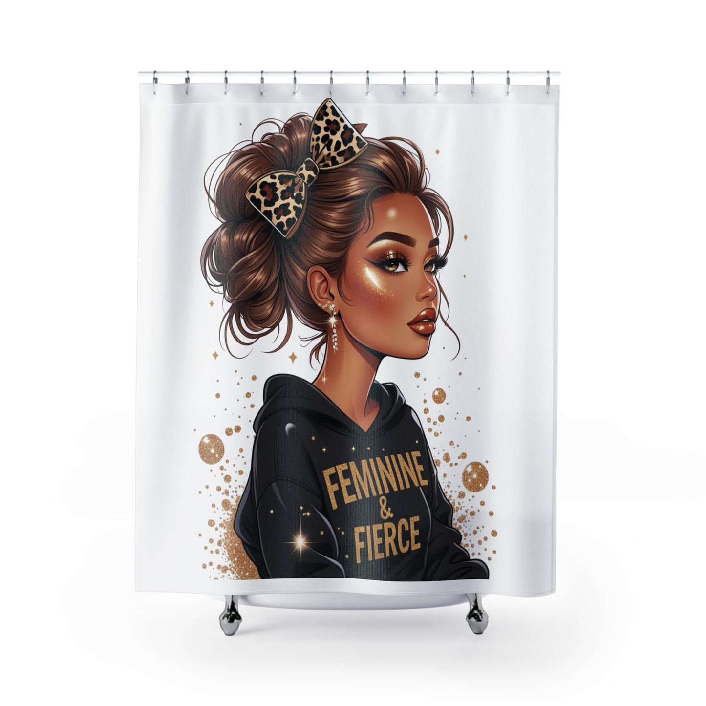 Feminine & Fierce Shower Curtain | Stylish Bathroom Decor, Gift for Her, Modern Chic, Unique Home Accent
